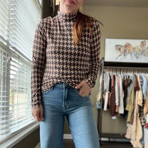 Sanctuary houndstooth turtleneck brown and tan from revolve XL